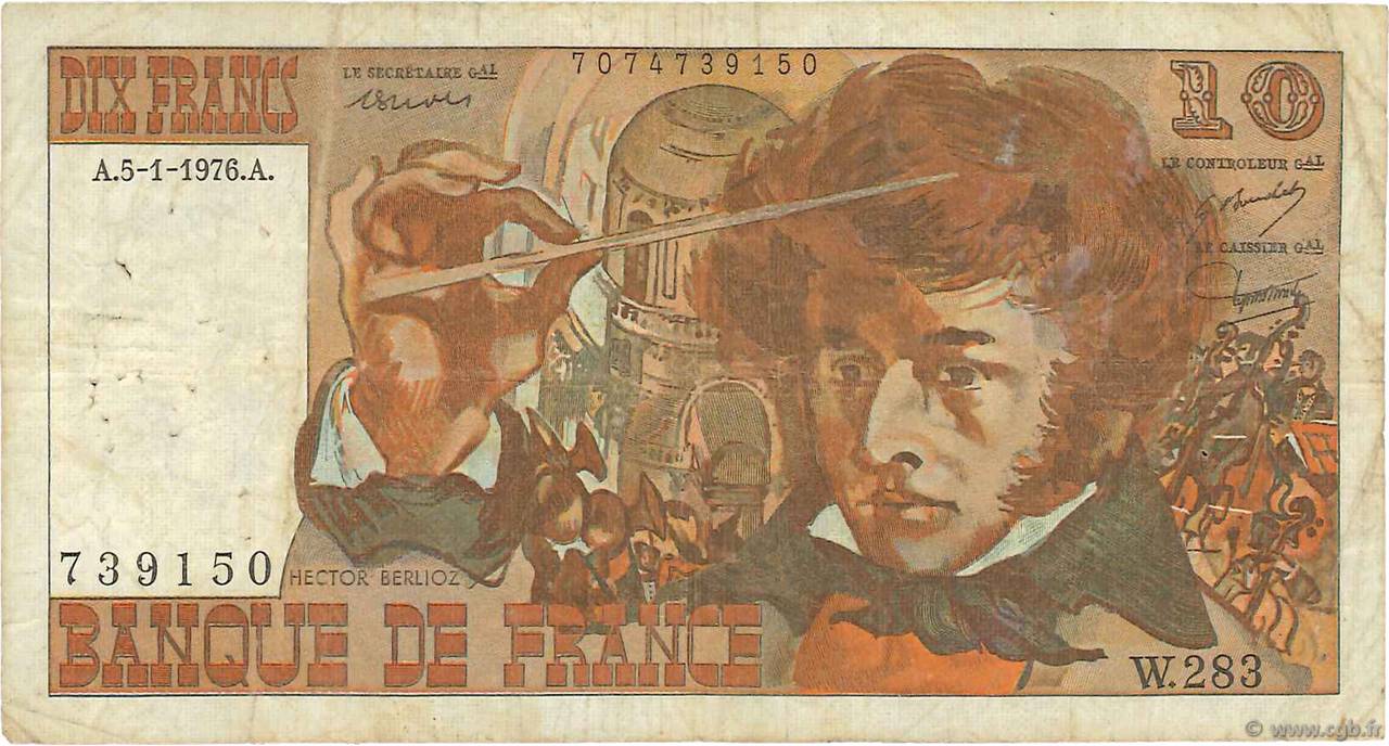 10 Francs BERLIOZ FRANCE  1976 F.63.17-283 VG