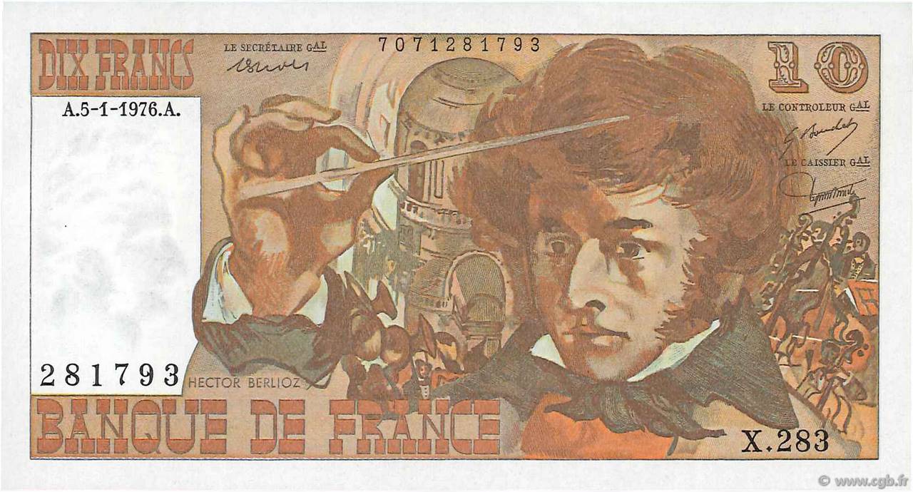 10 Francs BERLIOZ FRANCIA  1976 F.63.17-283 AU