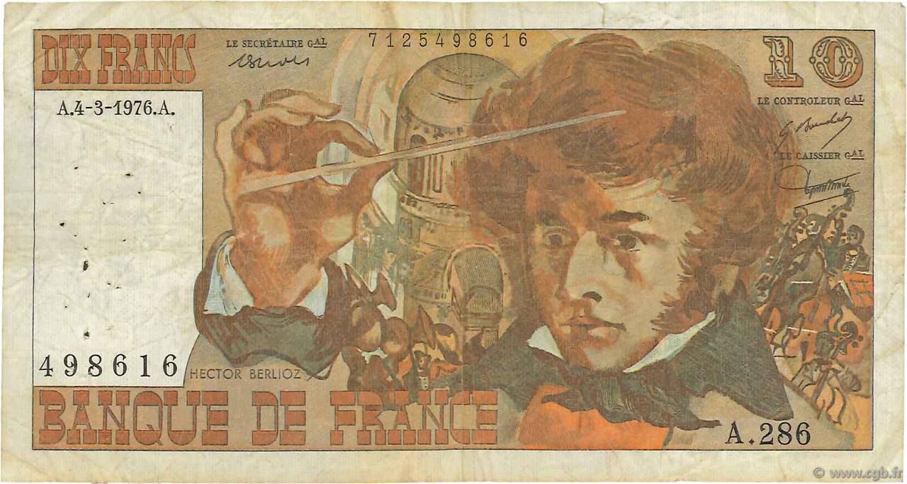 10 Francs BERLIOZ FRANCIA  1976 F.63.18 BC