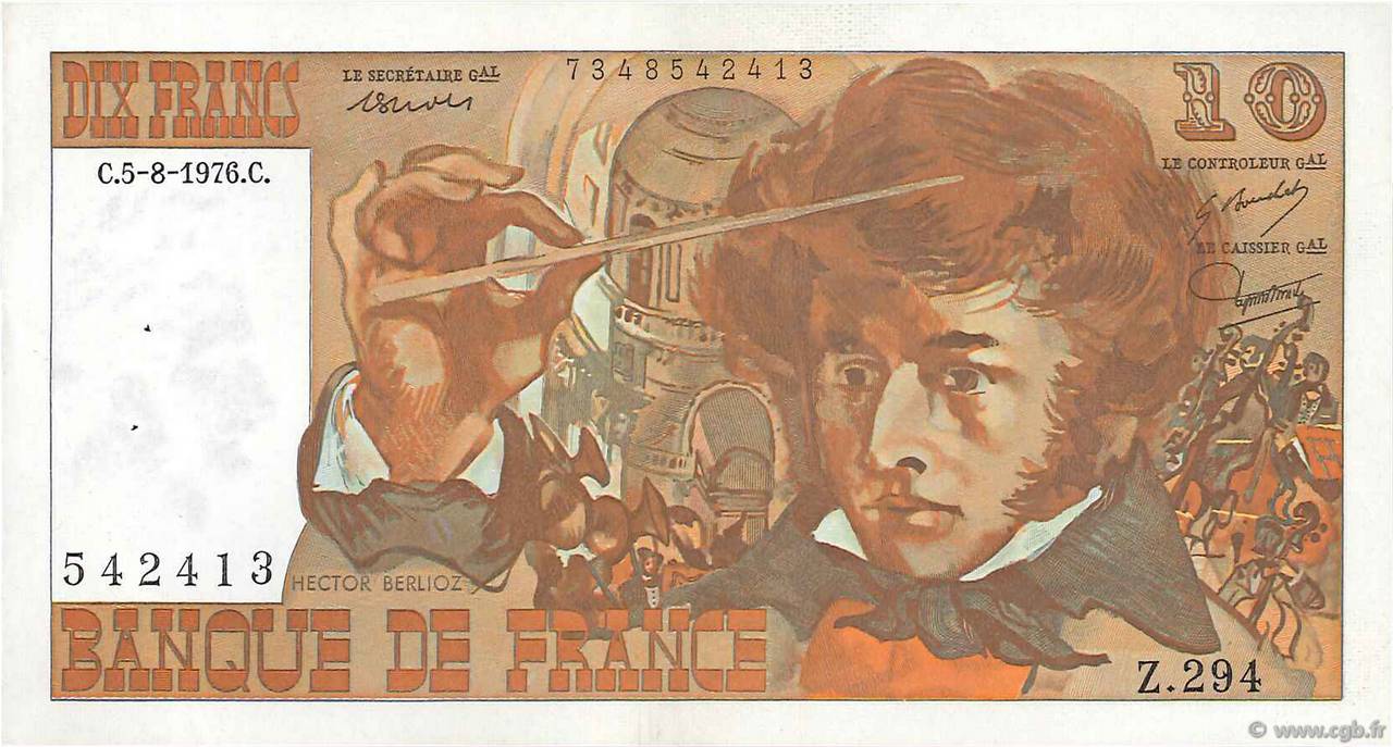 10 Francs BERLIOZ FRANCE  1976 F.63.20 SUP+