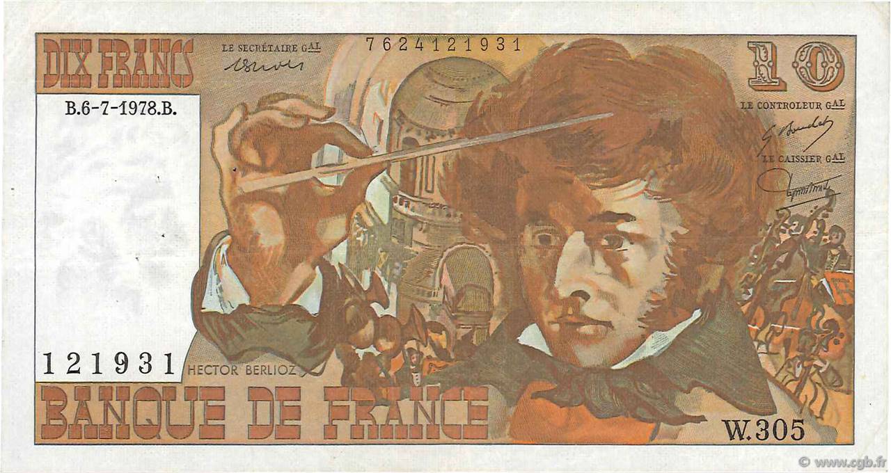 10 Francs BERLIOZ FRANCIA  1978 F.63.23 BB