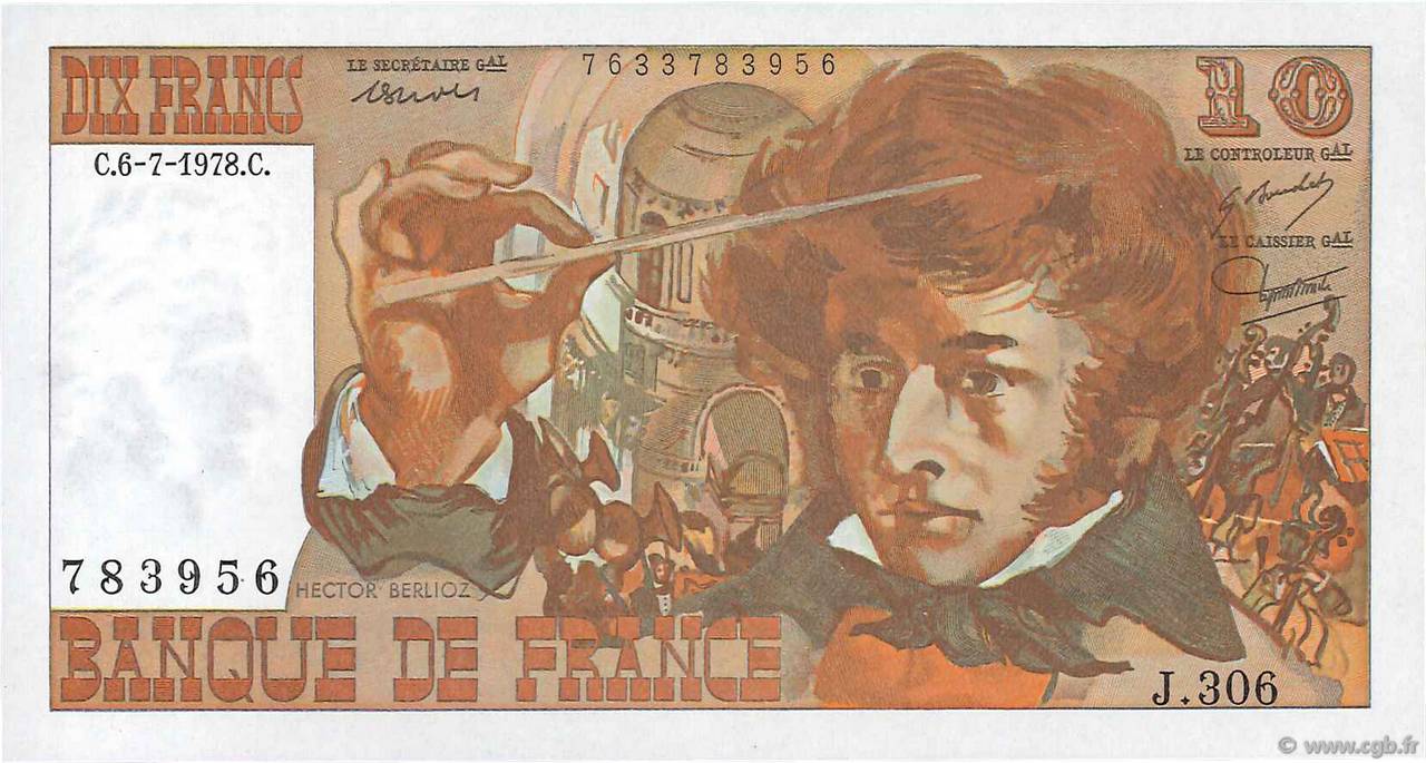 10 Francs BERLIOZ FRANCE  1978 F.63.25 UNC-