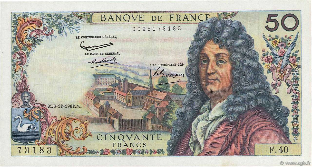 50 Francs RACINE FRANCIA  1962 F.64.03 EBC+