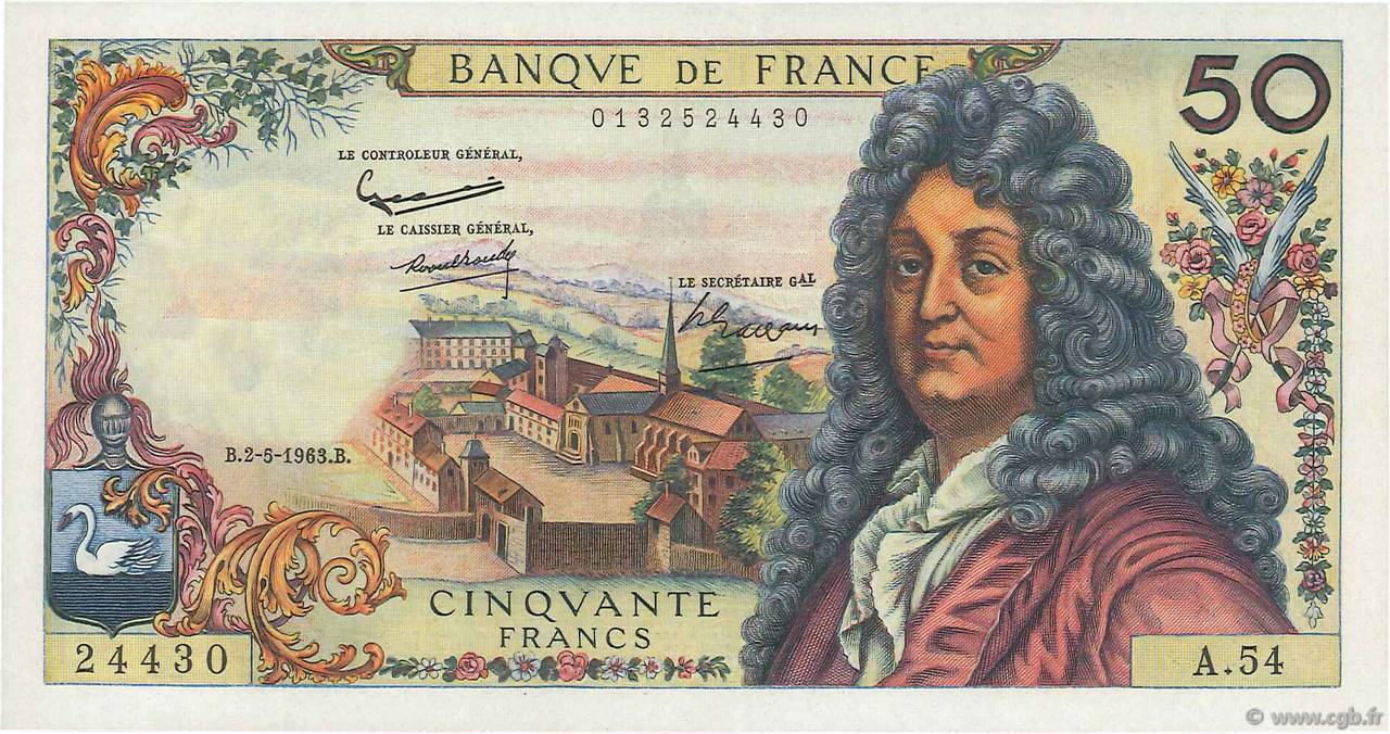 50 Francs RACINE FRANCIA  1963 F.64.05 AU