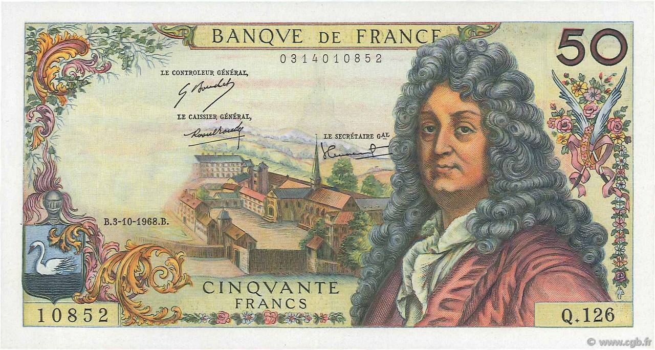 50 Francs RACINE FRANCIA  1968 F.64.12 SPL
