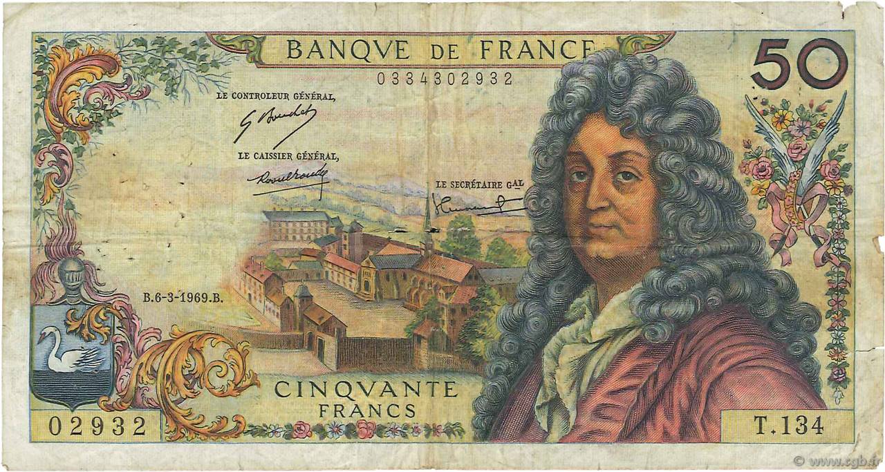 50 Francs RACINE FRANCIA  1969 F.64.13 B