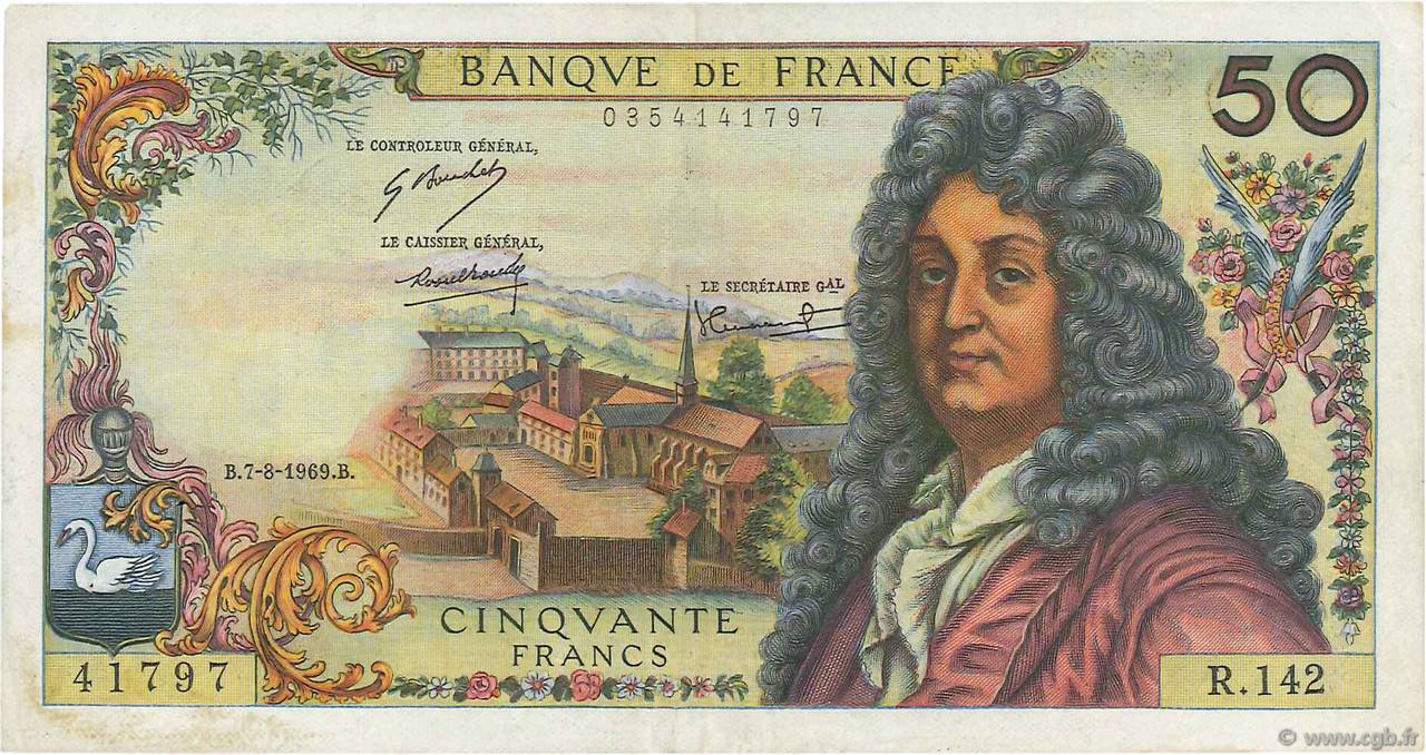 50 Francs RACINE FRANCIA  1969 F.64.14 MBC