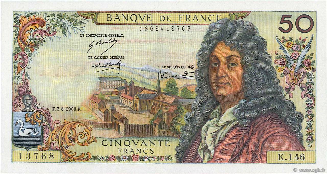 50 Francs RACINE FRANCIA  1969 F.64.14 EBC+