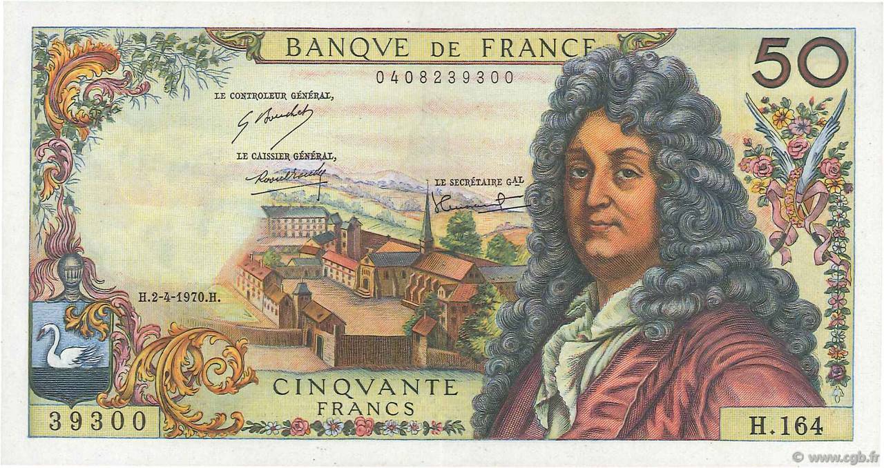 50 Francs RACINE FRANCE  1970 F.64.16 AU