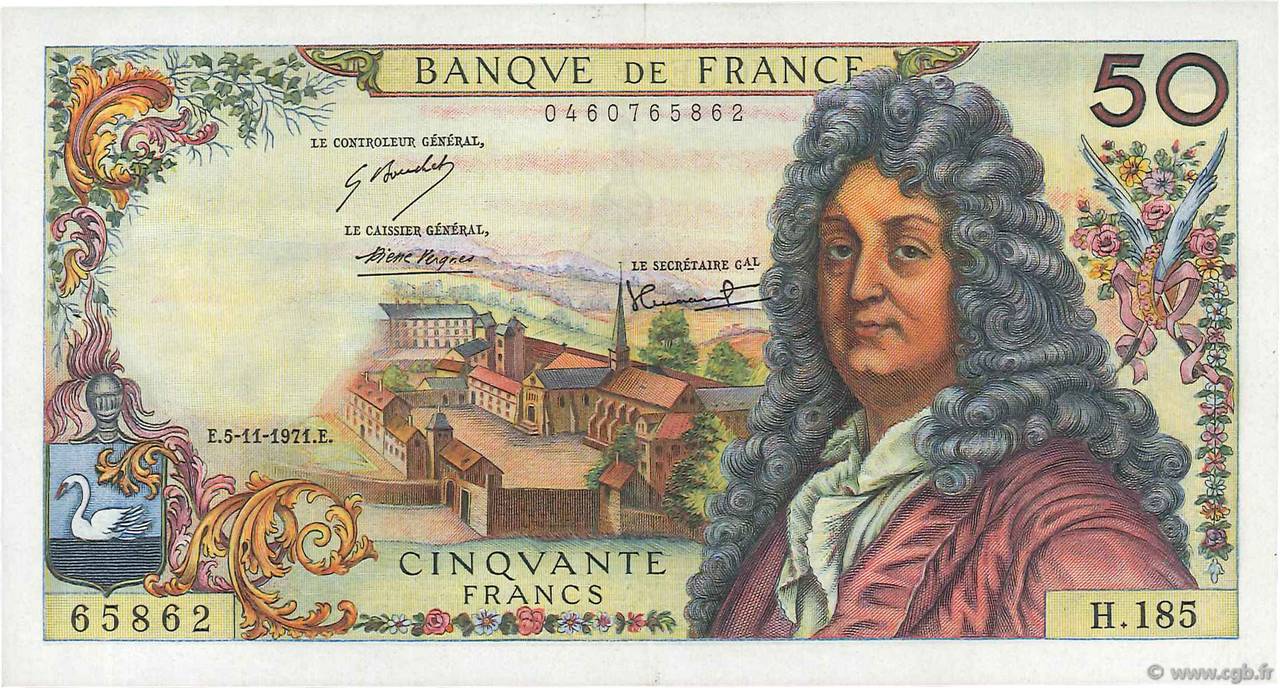 50 Francs RACINE FRANCIA  1971 F.64.19 SPL+