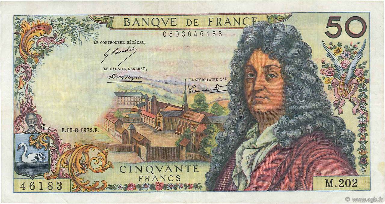 50 Francs RACINE FRANCE  1972 F.64.21 VF