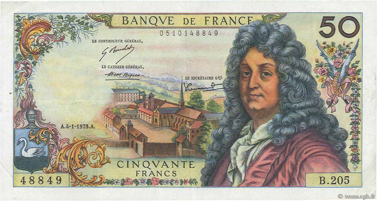 50 Francs RACINE FRANCIA  1973 F.64.22 q.SPL