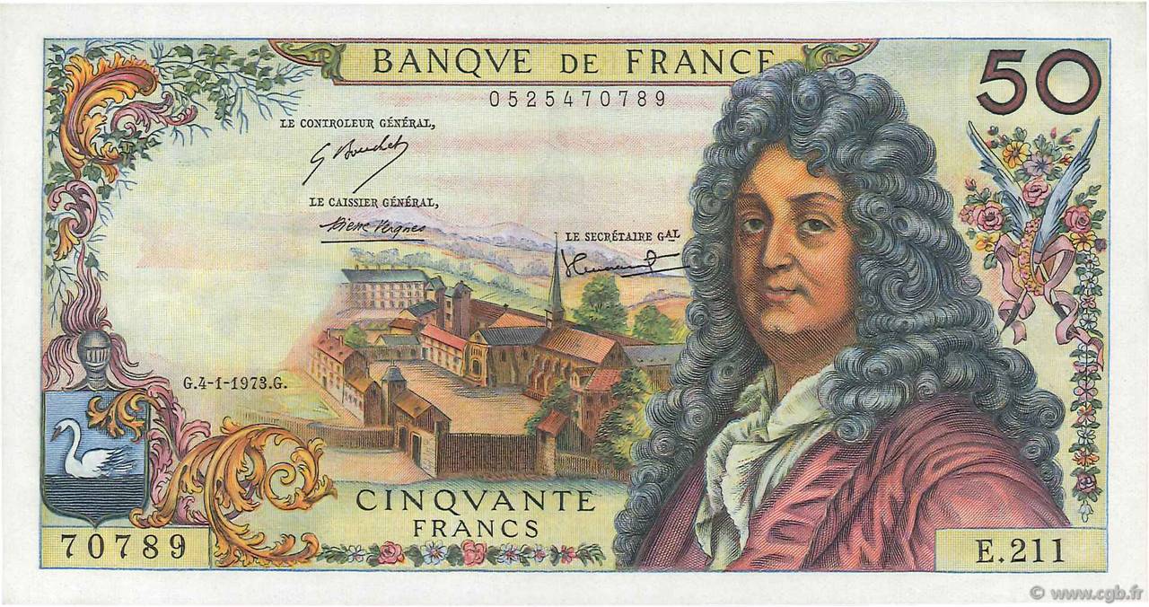 50 Francs RACINE FRANCIA  1973 F.64.22 AU