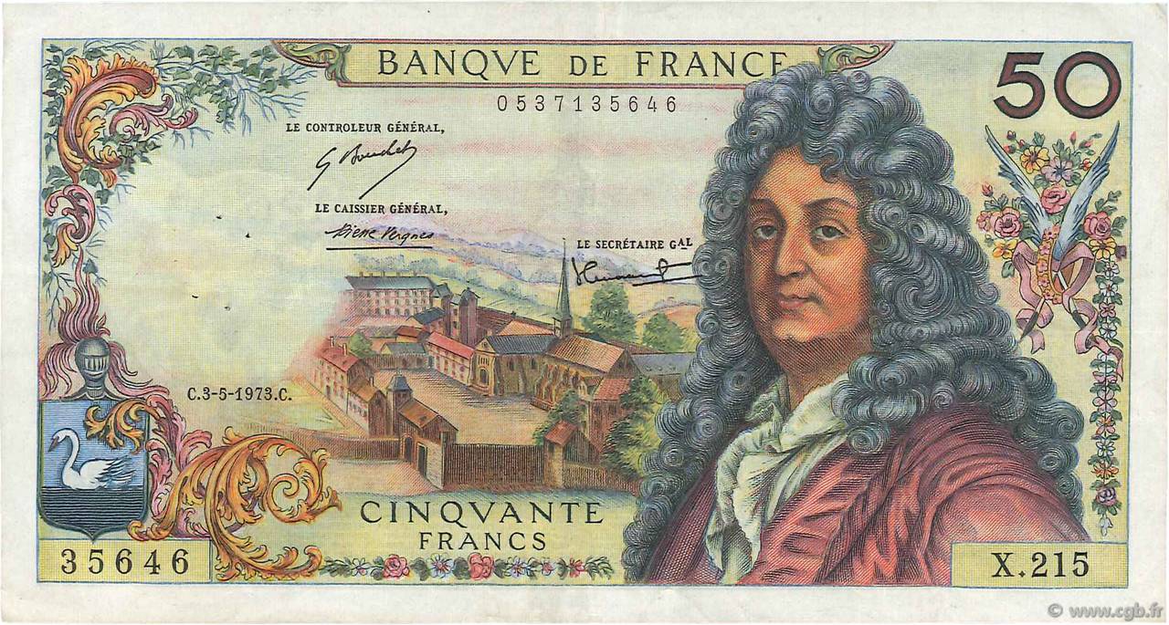 50 Francs RACINE FRANKREICH  1973 F.64.23 fVZ