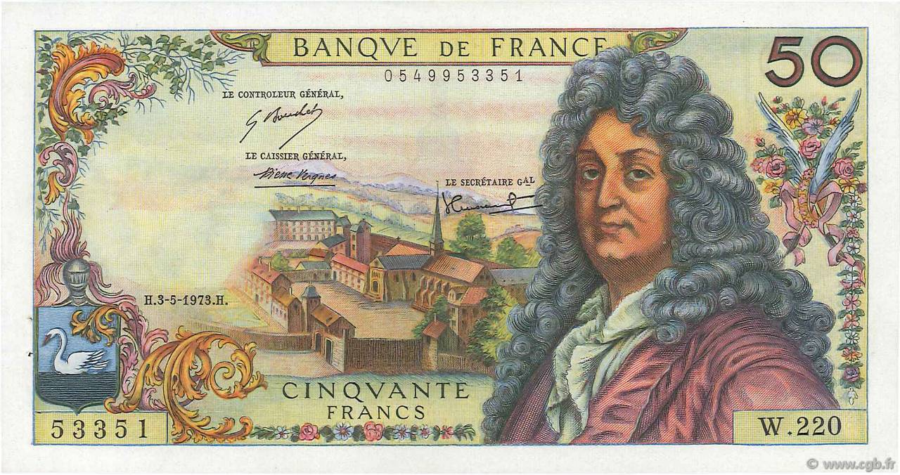 50 Francs RACINE FRANKREICH  1973 F.64.23 fST