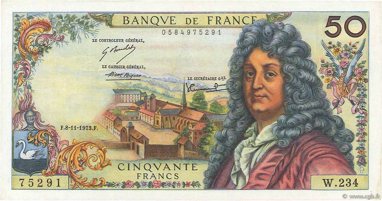 50 Francs RACINE FRANKREICH  1973 F.64.25 VZ