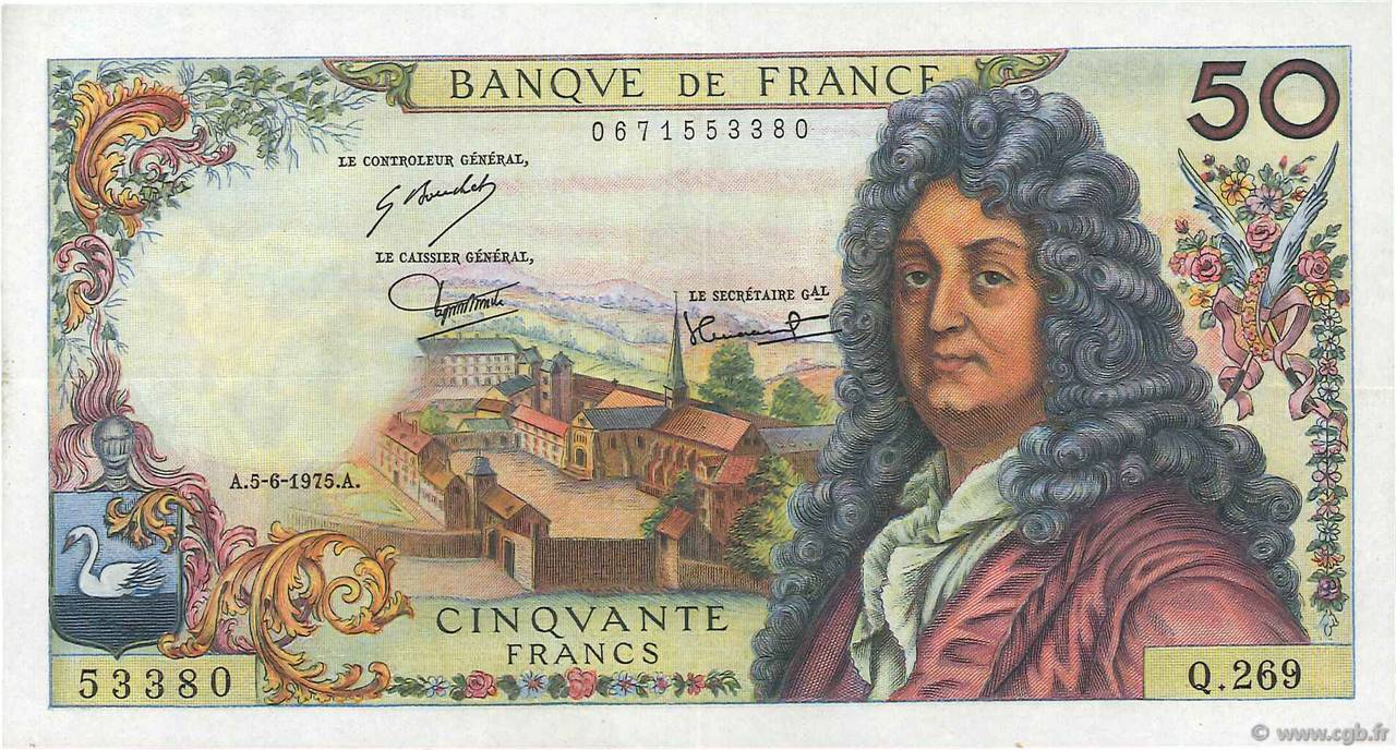 50 Francs RACINE FRANKREICH  1975 F.64.30 fVZ