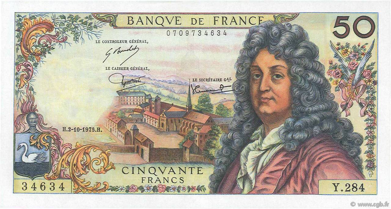 50 Francs RACINE FRANCIA  1975 F.64.31 SPL+