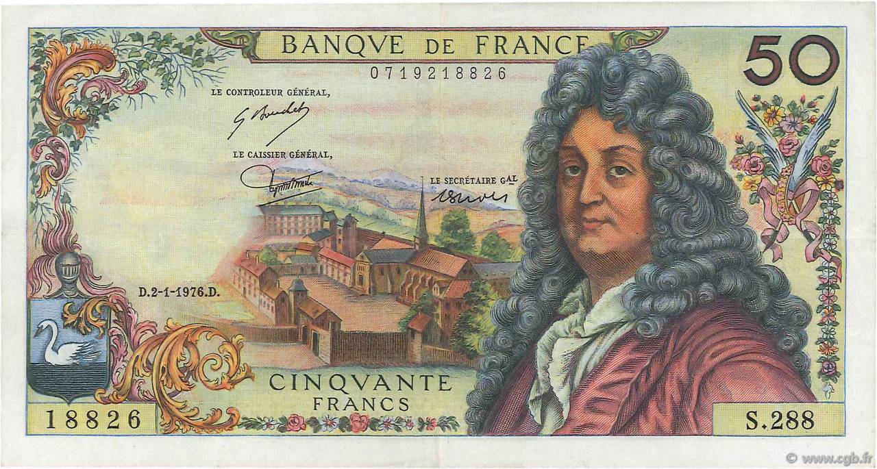 50 Francs RACINE FRANCIA  1976 F.64.32 MBC+