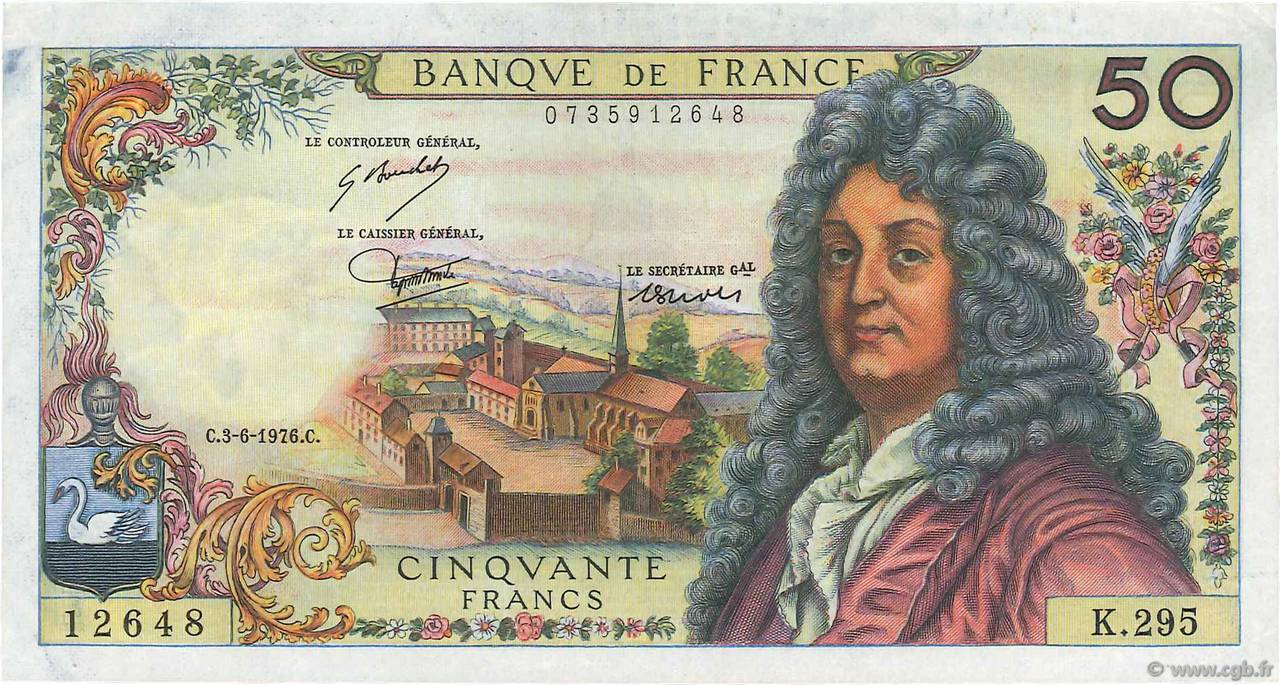 50 Francs RACINE FRANCIA  1976 F.64.33 q.SPL