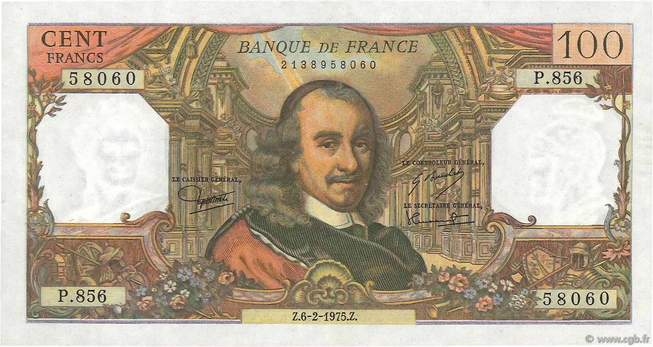 100 Francs CORNEILLE FRANCE  1975 F.65.48 XF