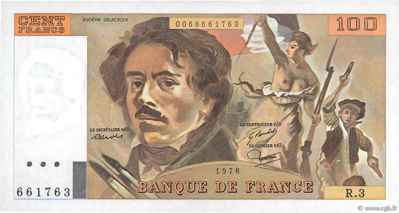 100 Francs DELACROIX FRANCE  1978 F.68.03 SPL
