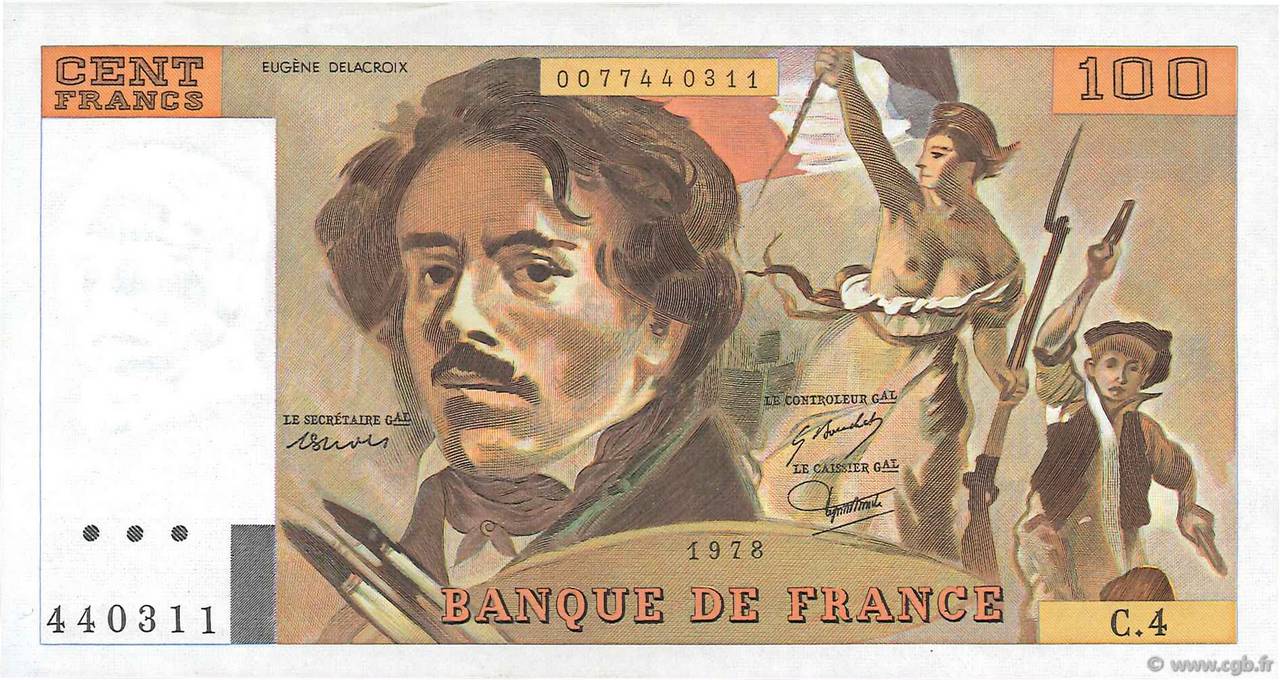 100 Francs DELACROIX modifié FRANCIA  1978 F.69.01c SC