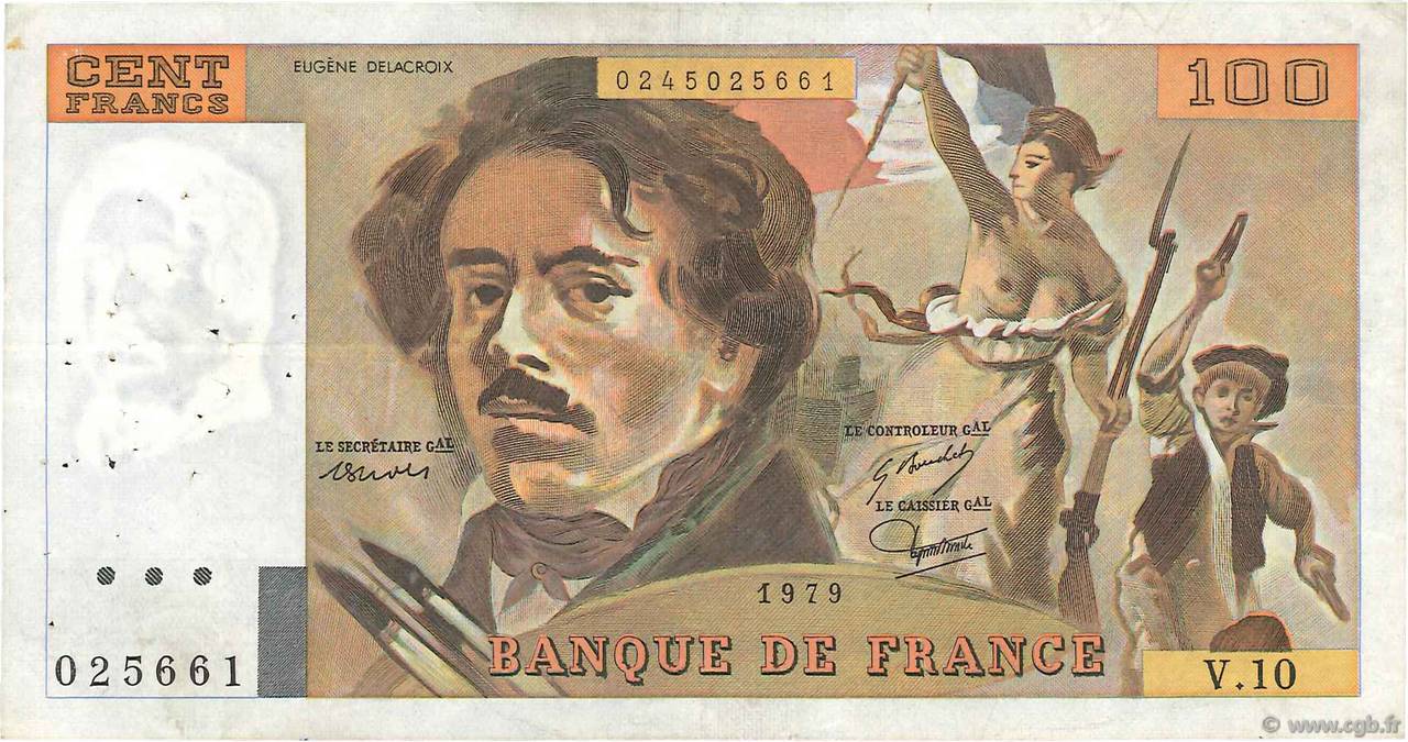 100 Francs DELACROIX modifié FRANCIA  1979 F.69.02b MBC