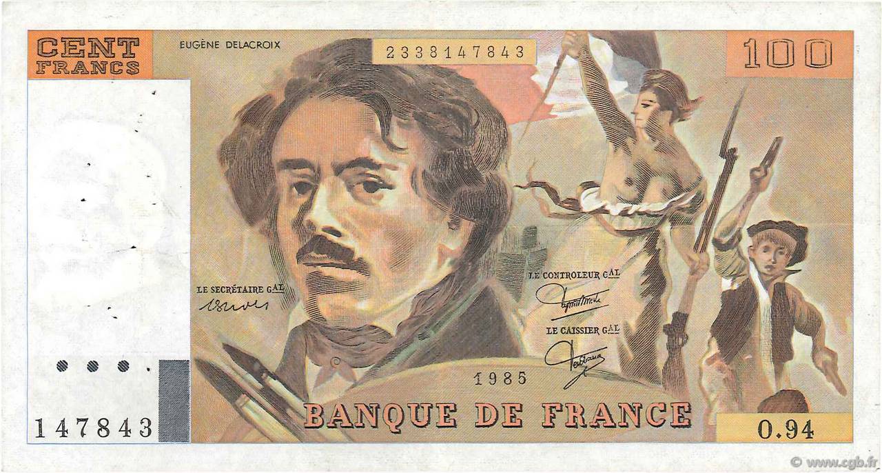 100 Francs DELACROIX modifié FRANCIA  1985 F.69.09 BB