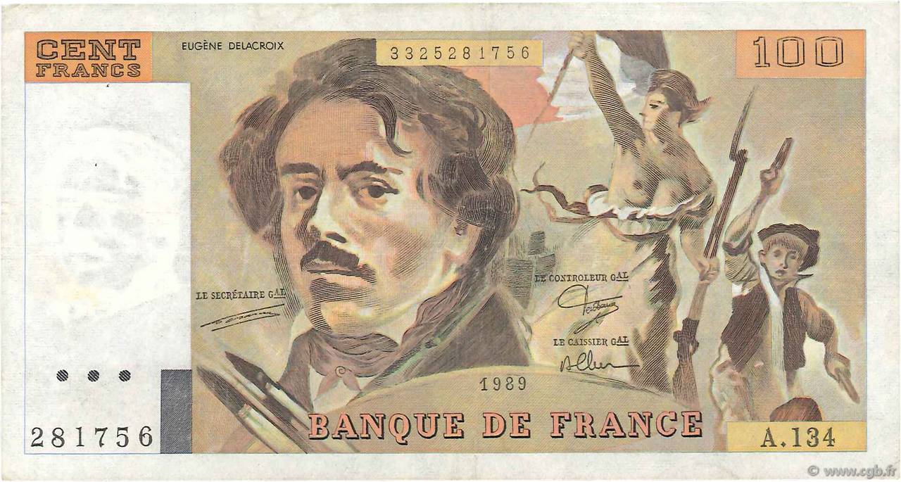 100 Francs DELACROIX modifié FRANCIA  1989 F.69.13a BB