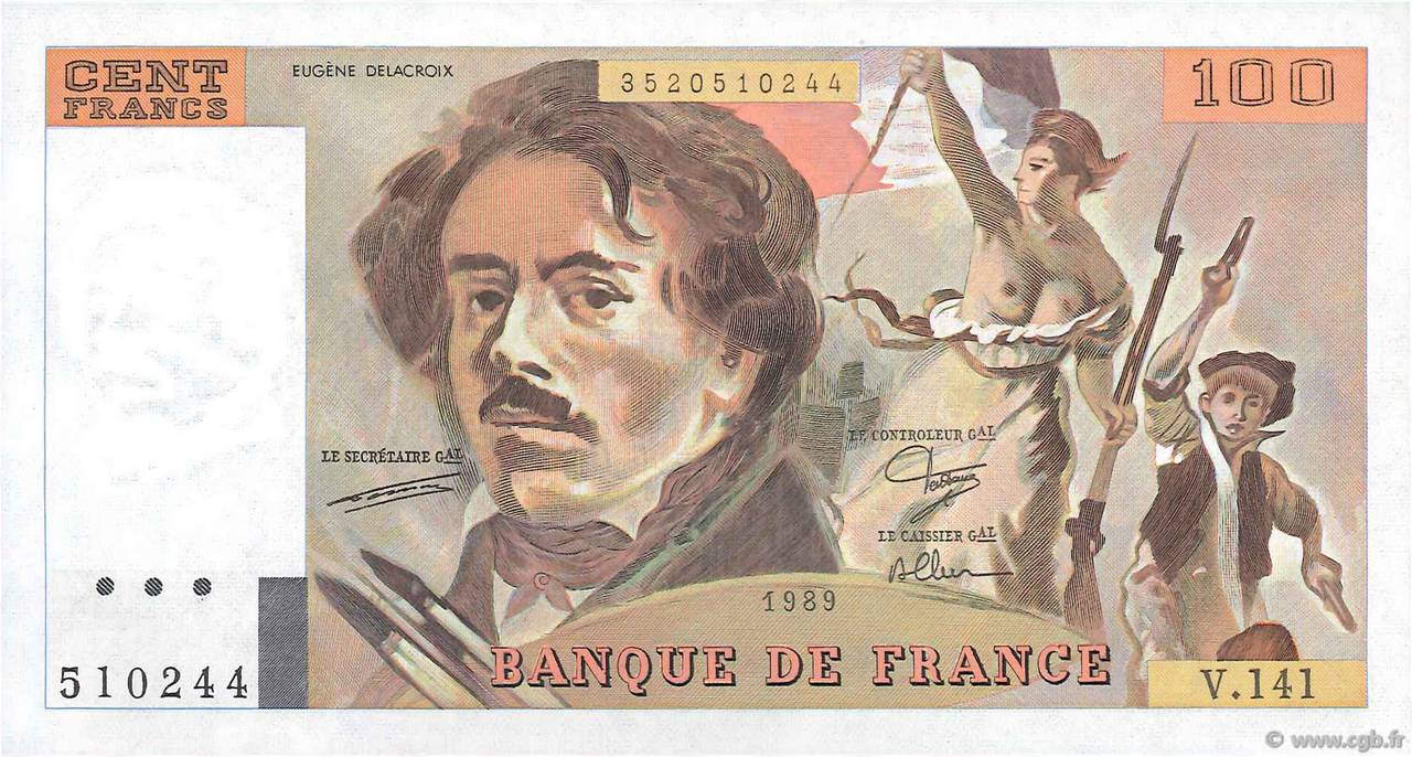 100 Francs DELACROIX modifié FRANCIA  1989 F.69.13b AU