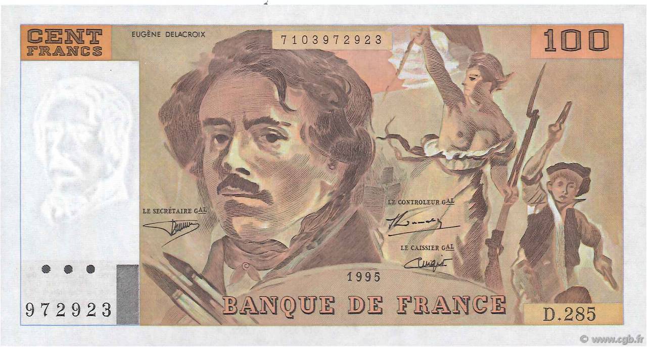 100 Francs DELACROIX 442-1 & 442-2 FRANCE  1995 F.69ter.02c NEUF