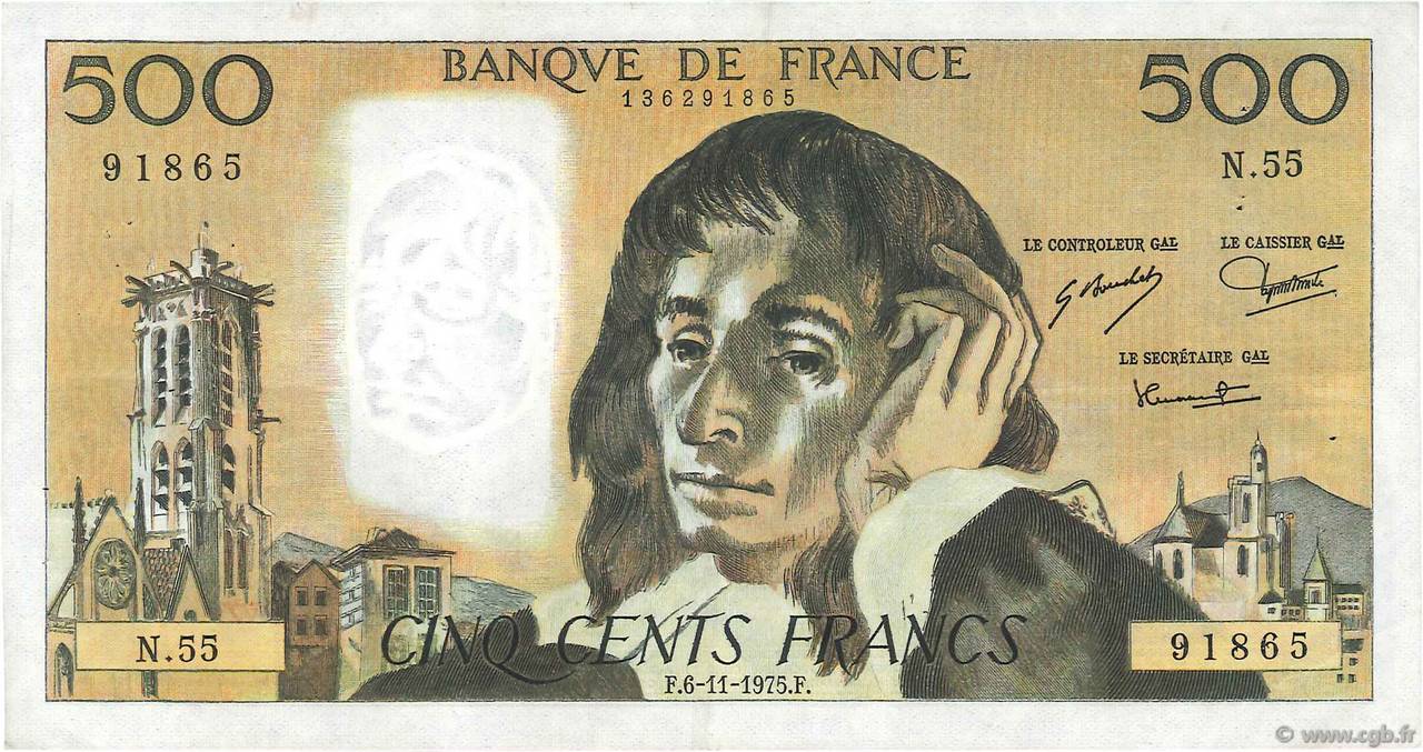 500 Francs PASCAL FRANCIA  1975 F.71.13 BB