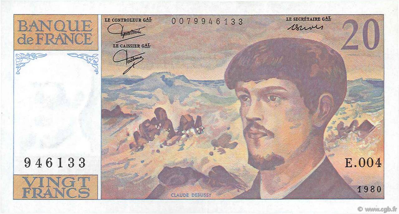 20 Francs DEBUSSY FRANCIA  1980 F.66.01 SC