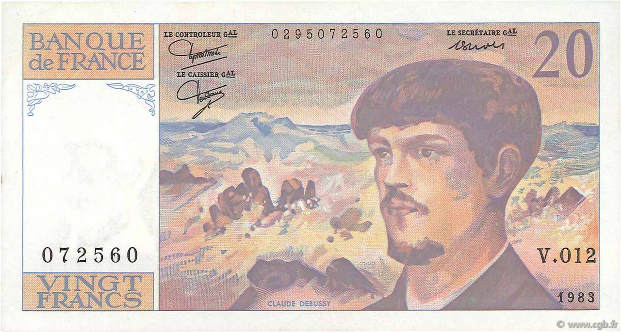 20 Francs DEBUSSY FRANCIA  1983 F.66.04 MBC