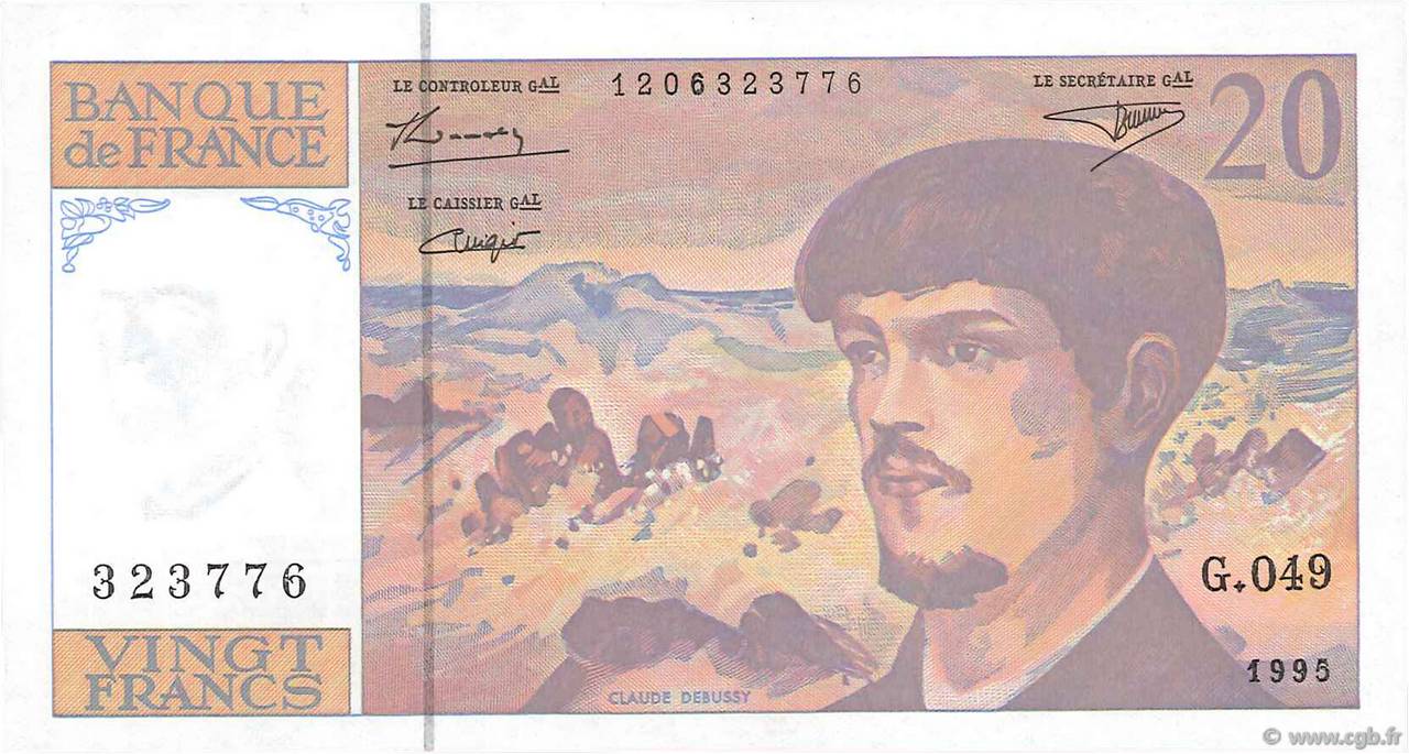 20 Francs DEBUSSY Modifié FRANCIA  1995 F.66ter.01 q.FDC