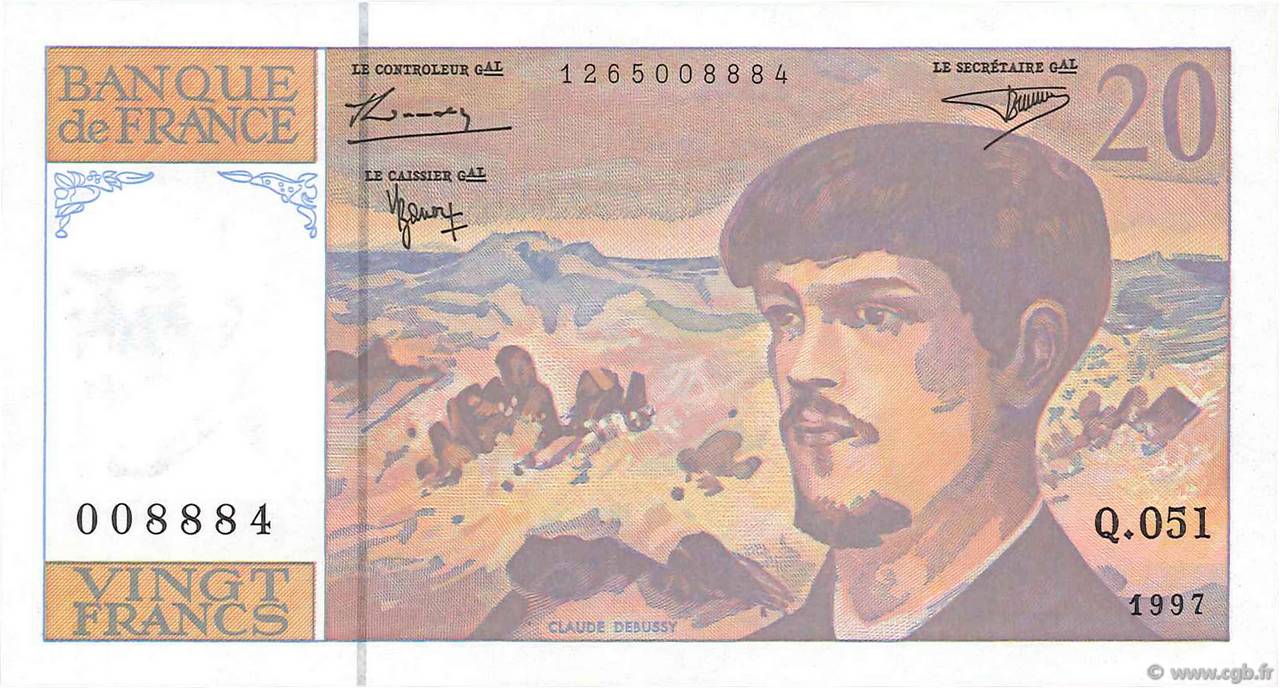 20 Francs DEBUSSY Modifié FRANCE  1997 F.66ter.02 pr.NEUF