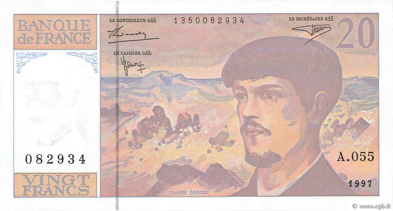 20 Francs DEBUSSY Modifié FRANCE  1997 F.66ter.02A55 pr.NEUF