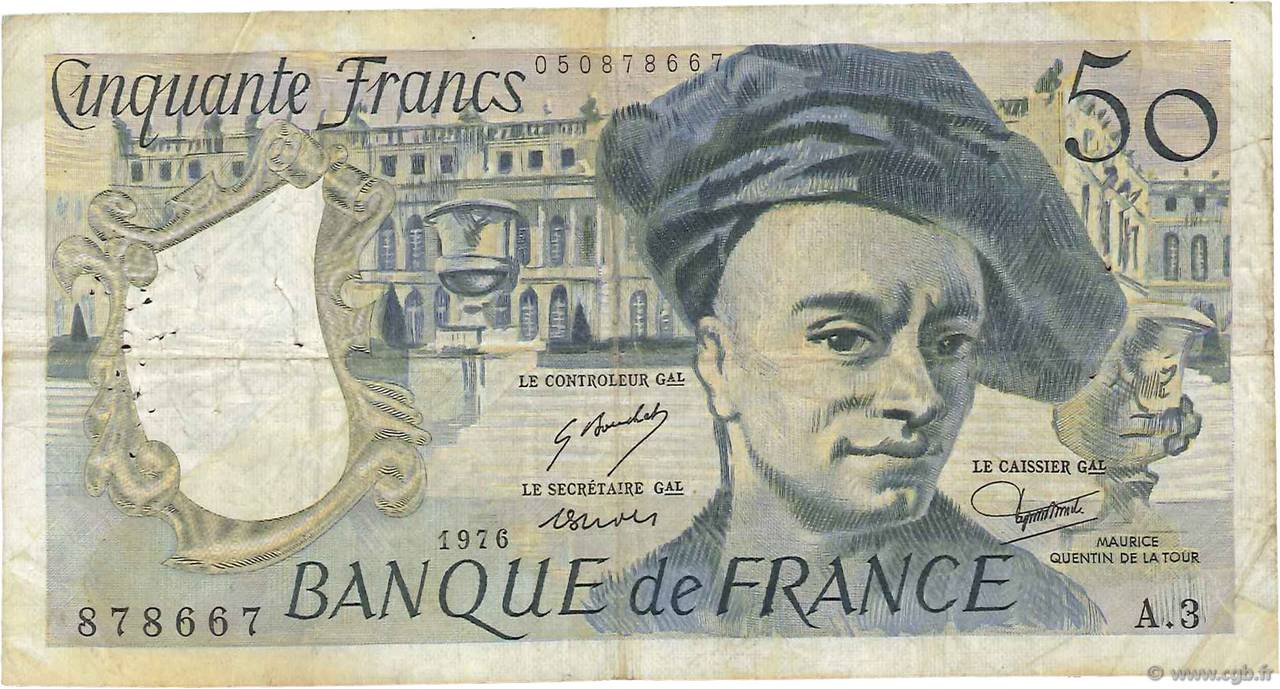 50 Francs QUENTIN DE LA TOUR FRANCIA  1976 F.67.01 MB