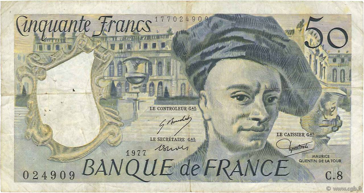 50 Francs QUENTIN DE LA TOUR FRANCIA  1977 F.67.02 MB