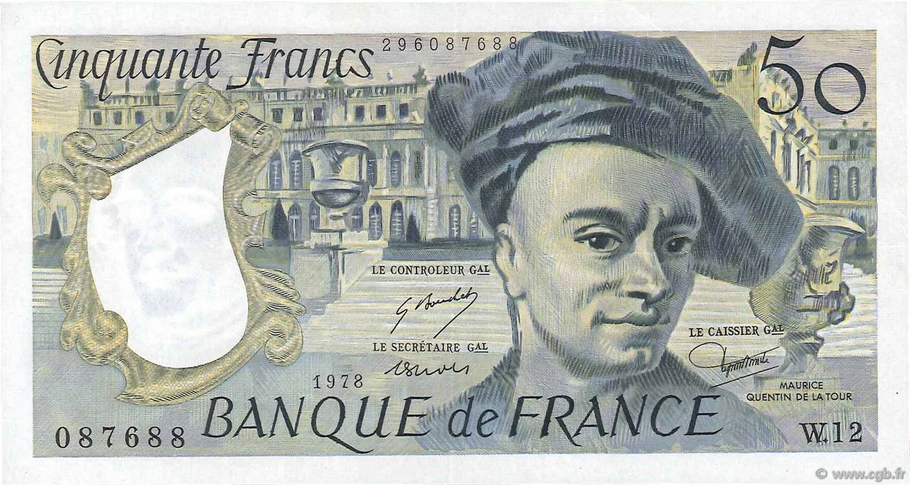 50 Francs QUENTIN DE LA TOUR FRANCIA  1978 F.67.03 EBC