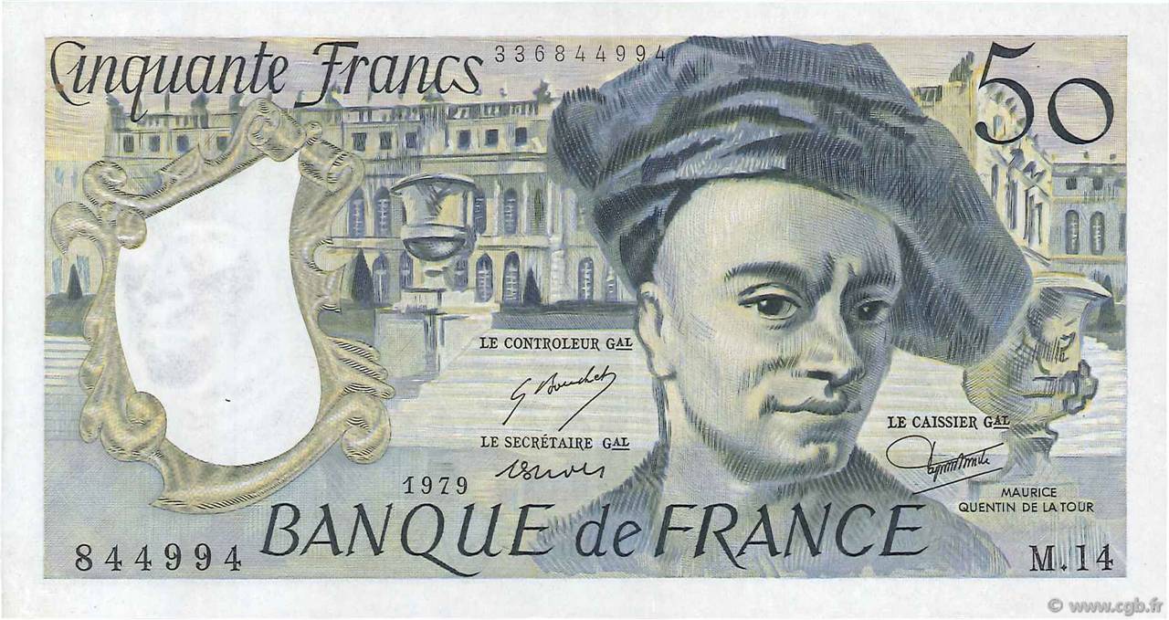 50 Francs QUENTIN DE LA TOUR FRANCE  1979 F.67.04 AU-