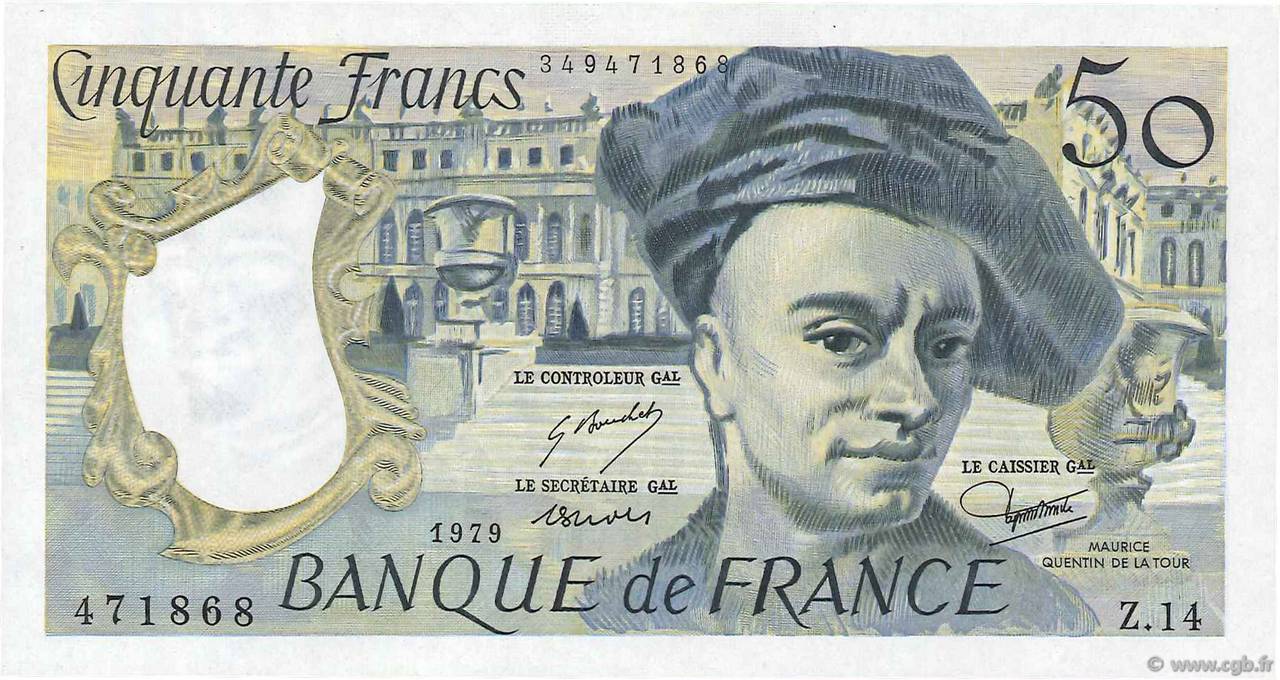 50 Francs QUENTIN DE LA TOUR FRANCIA  1979 F.67.04 SC+