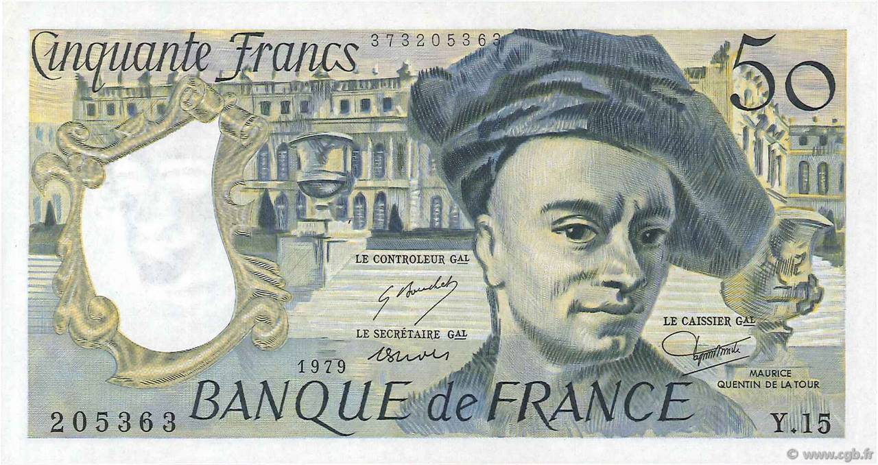 50 Francs QUENTIN DE LA TOUR FRANCE  1979 F.67.04 SPL