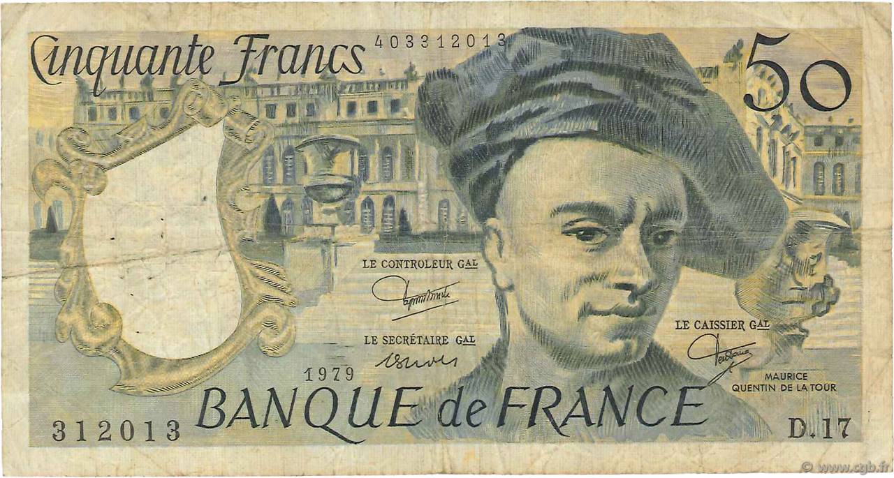 50 Francs QUENTIN DE LA TOUR FRANCIA  1979 F.67.05 RC