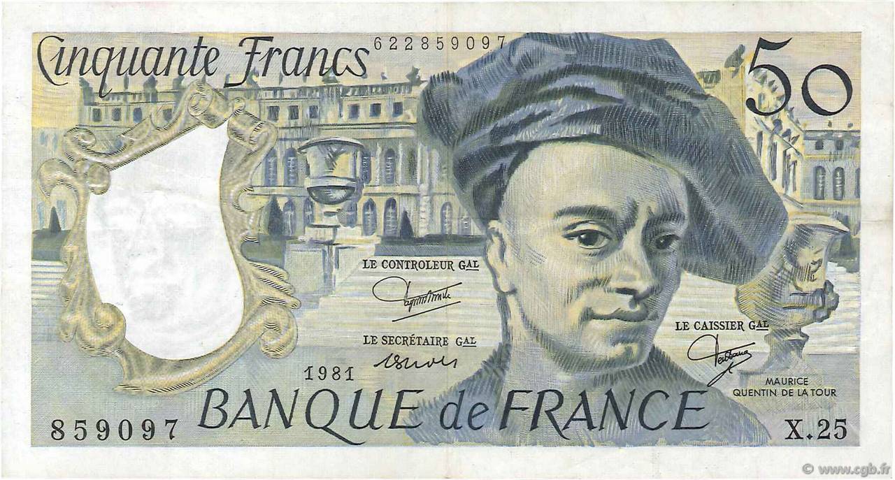 50 Francs QUENTIN DE LA TOUR FRANCIA  1981 F.67.07 MBC
