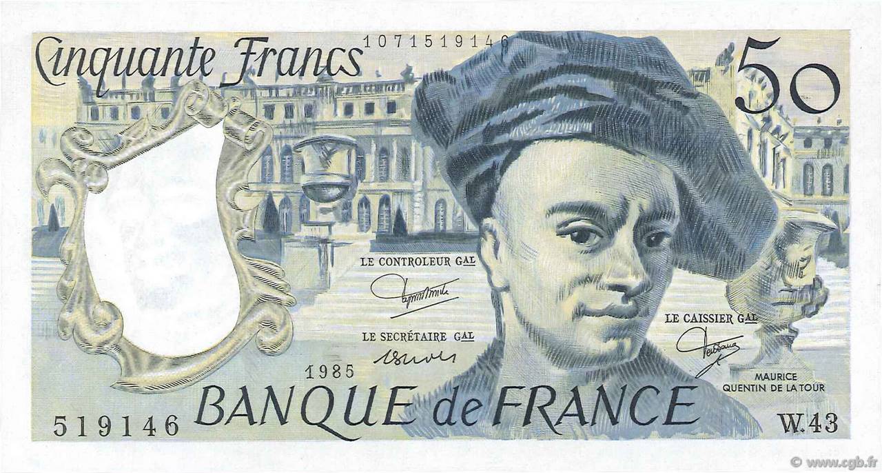 50 Francs QUENTIN DE LA TOUR FRANKREICH  1985 F.67.11 VZ+
