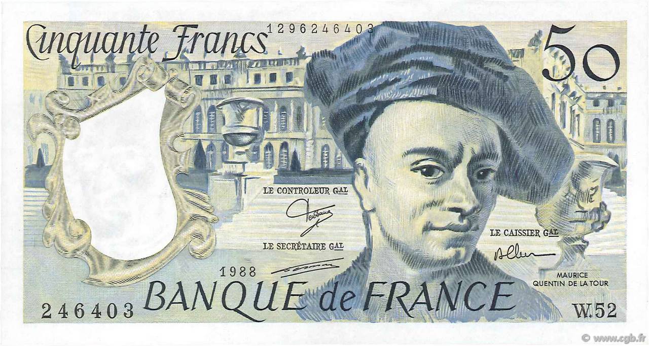 50 Francs QUENTIN DE LA TOUR FRANKREICH  1988 F.67.14 VZ