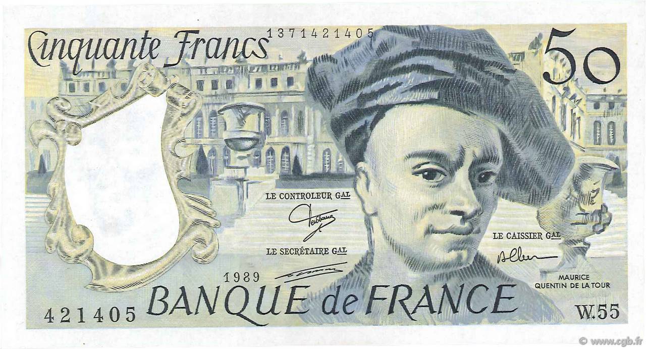 50 Francs QUENTIN DE LA TOUR FRANKREICH  1989 F.67.15 fST+
