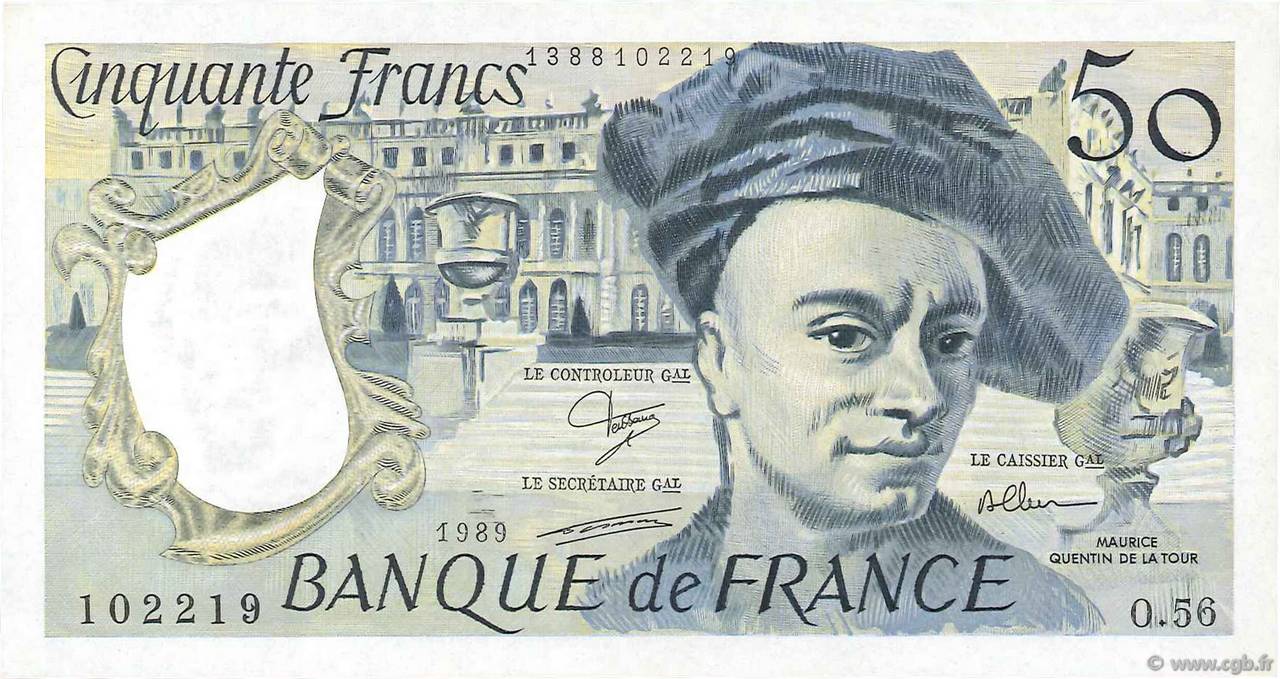 50 Francs QUENTIN DE LA TOUR FRANCE  1989 F.67.15 SUP+